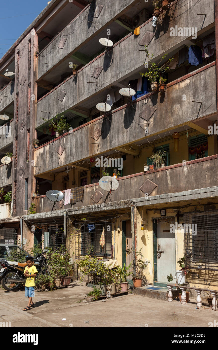 Niedrige Einkommen Baublöcke, Mumbai, Indien Stockfoto