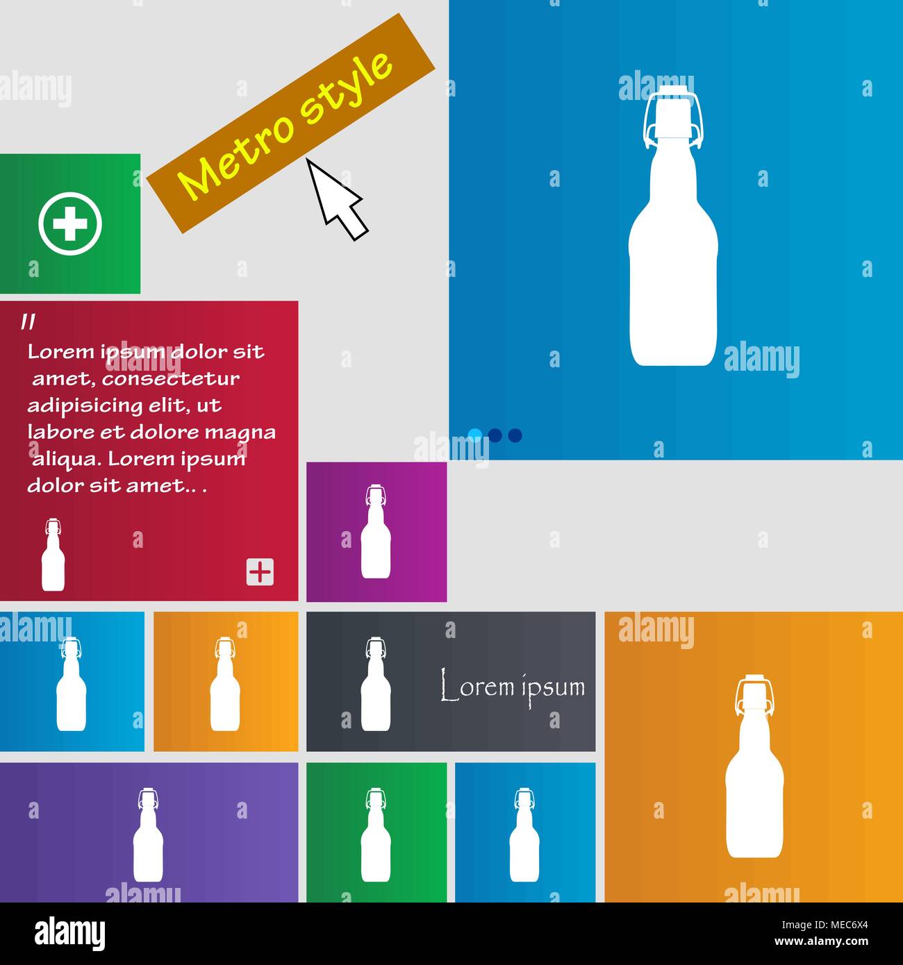 Flasche Symbol unterzeichnen. Tasten. Moderne Schnittstelle website buttons mit Cursor Mauszeiger. Vector Illustration Stock Vektor