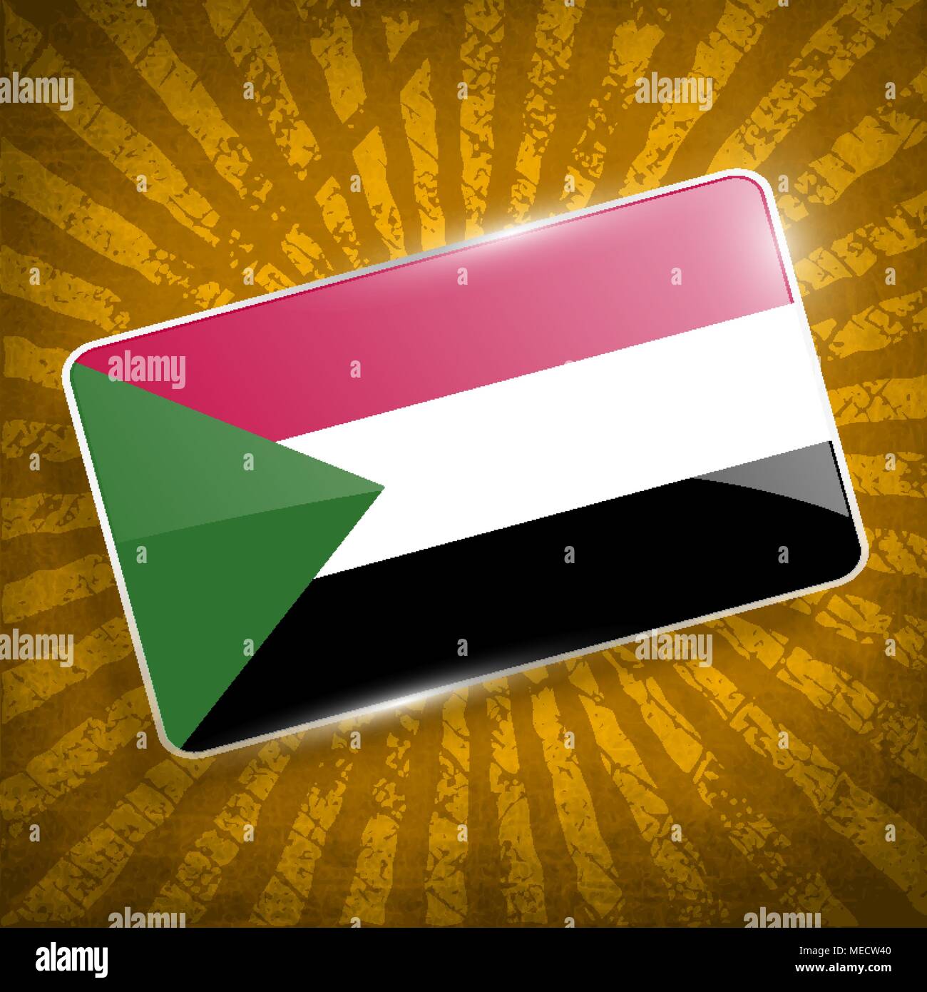 Flagge Sudan mit alten Textur. Vector Illustration Stock Vektor