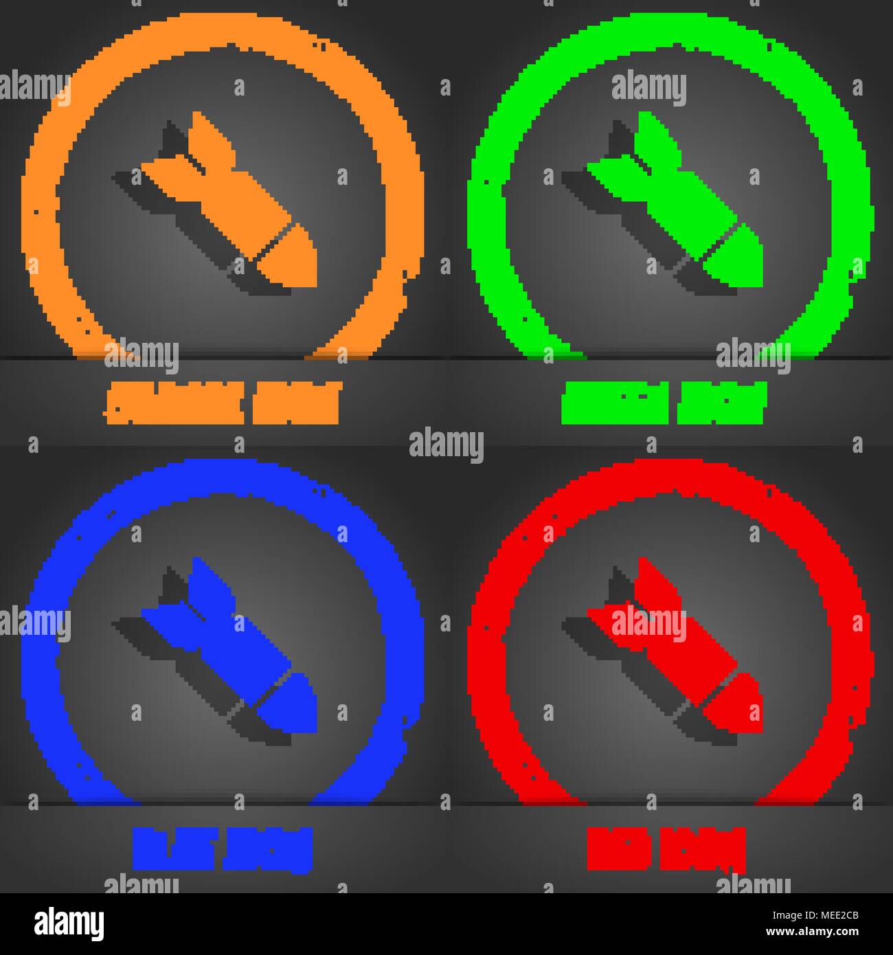 Rakete Rakete Waffe Symbol. Modernen Stil. In den Orange, Grün, Blau, Grün design. Vector Illustration Stock Vektor