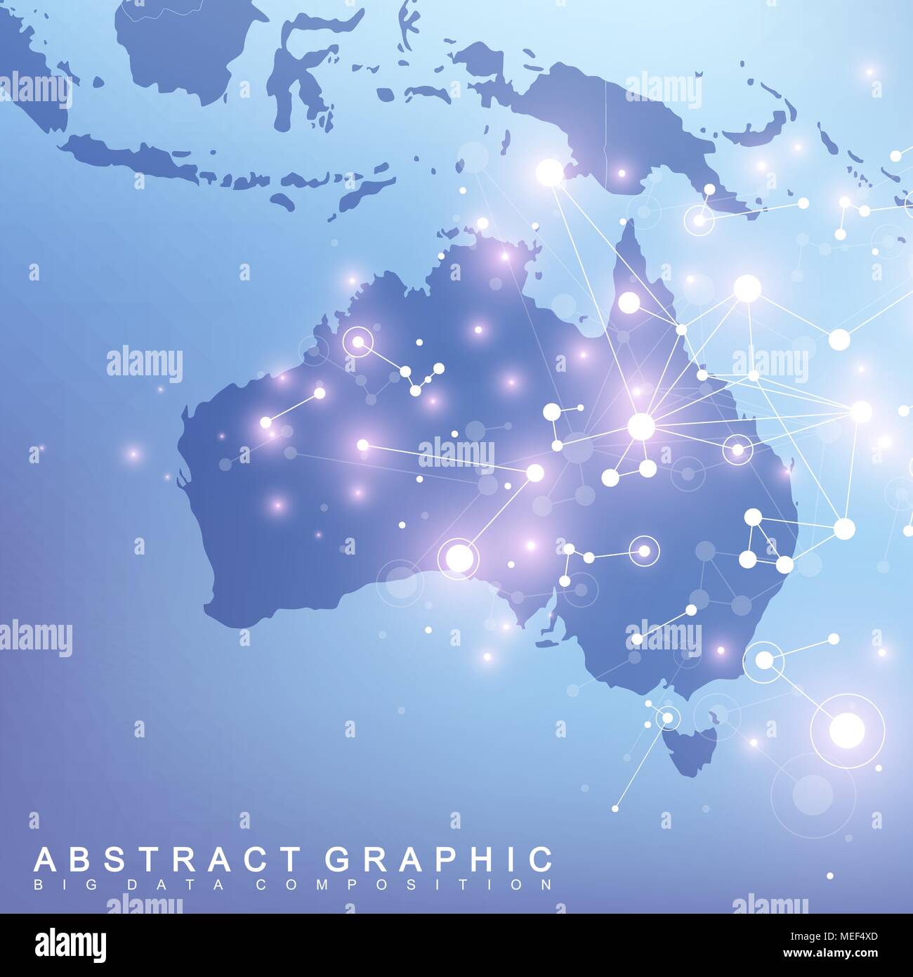 Zusammenfassung Karte von Australien Land global Network Connection. Vector Hintergrund Technologie futuristische Plexus Stock Vektor
