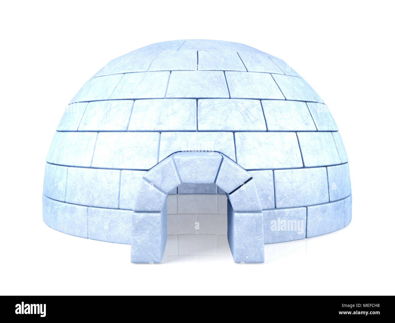Gefrorenen Iglu auf weißem Hintergrund Stockfoto