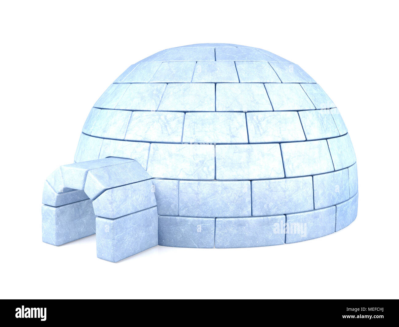 Gefrorenen Iglu auf weißem Hintergrund Stockfoto