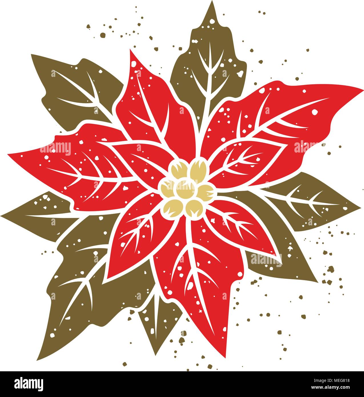 Weihnachtsstern Blume. Vector Illustration eines traditionellen Weihnachten  Blume. Grunge Texturen auf separaten Layer Stock-Vektorgrafik - Alamy