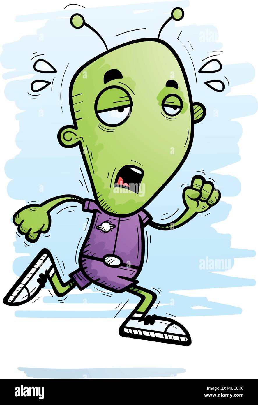 Ein Cartoon Illustration von einem fremden Mann laufen und Suchen erschöpft. Stock Vektor