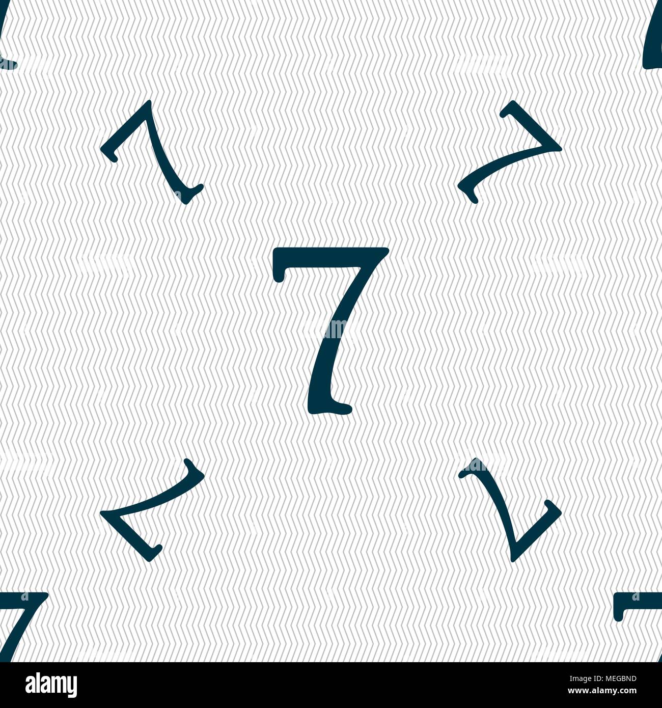 Nummer sieben Symbol unterzeichnen. Nahtlose Muster mit geometrischen Struktur. Vector Illustration Stock Vektor