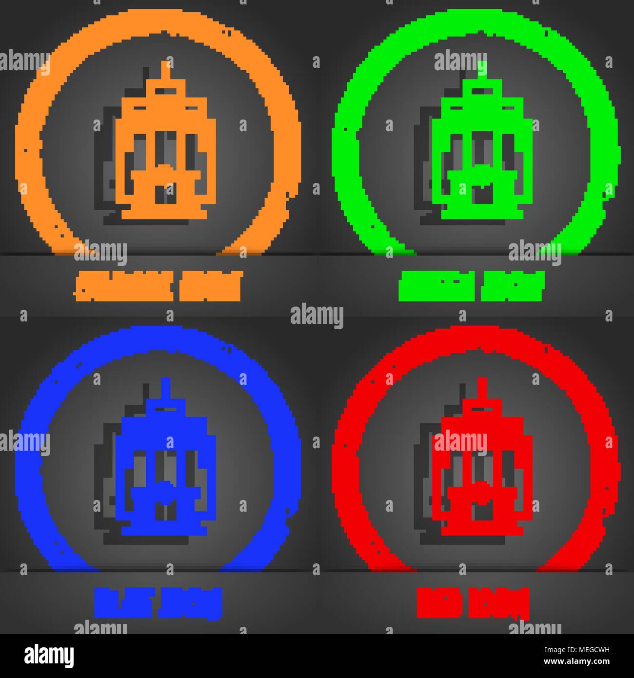 Skyscraper Symbol. Modernen Stil. In den Orange, Grün, Blau, Grün design. Vector Illustration Stock Vektor