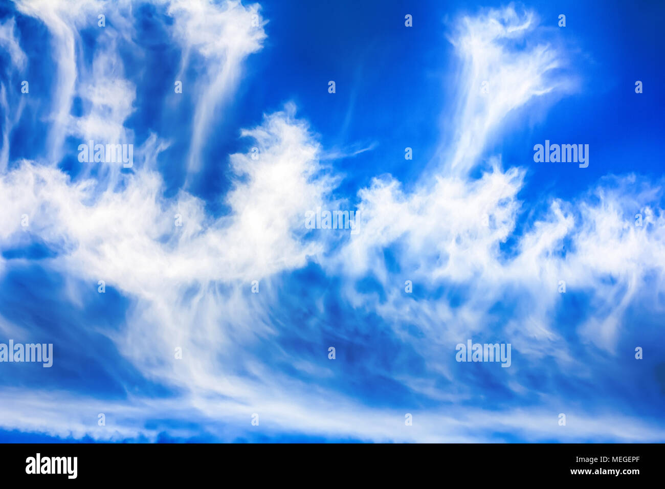 Hohe Wolke (altocumului) Fleece Wolken im starken Wind in der höheren Atmosphäre, Himmel, Himmel Stockfoto