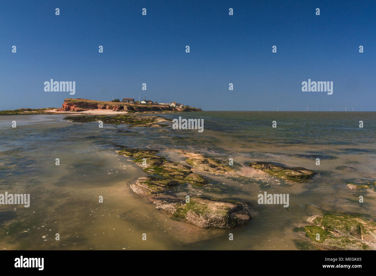 The Danescourt Insel in der Mündung des Flusses Dee bei Flut, Wirral, England Stockfoto