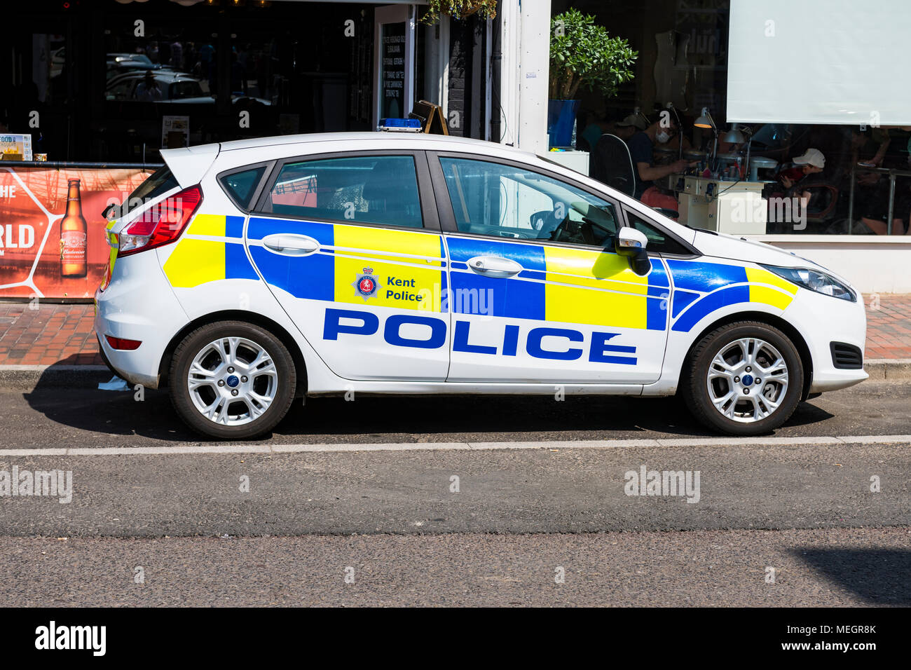 Geparkte Polizeiwagen Stockfoto
