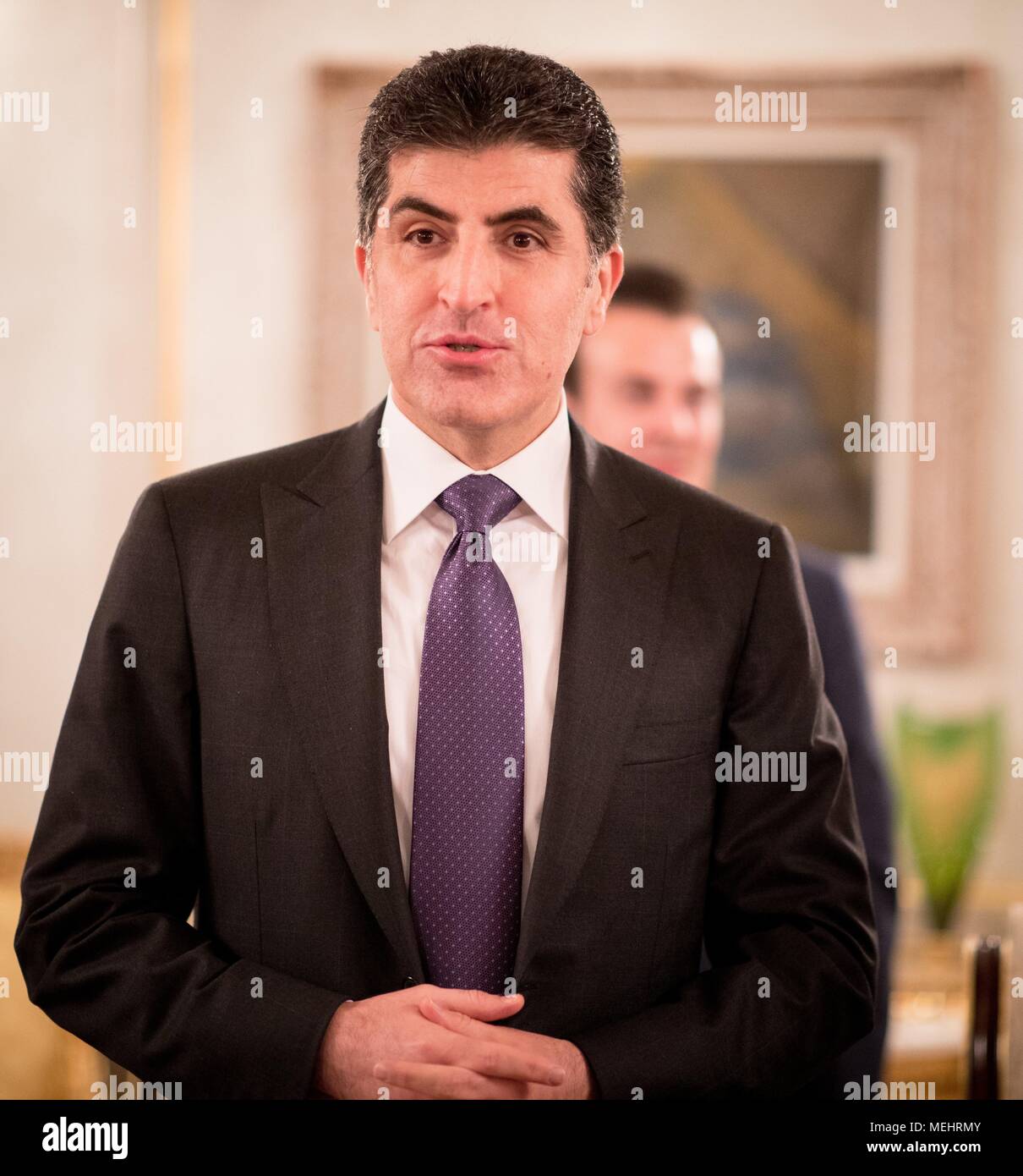 22. April 2018, Erbil, Irak: Nechirvan Barzani, Ministerpräsident der Region Kurdistan im Irak. Foto: Kay Nietfeld/dpa Stockfoto
