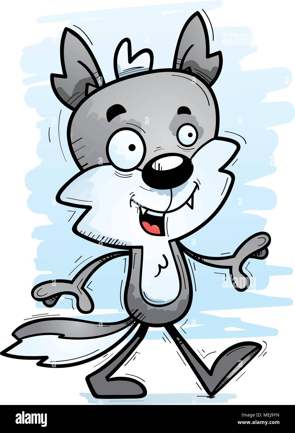 Ein Cartoon Illustration eines männlichen Wolf wandern. Stock Vektor
