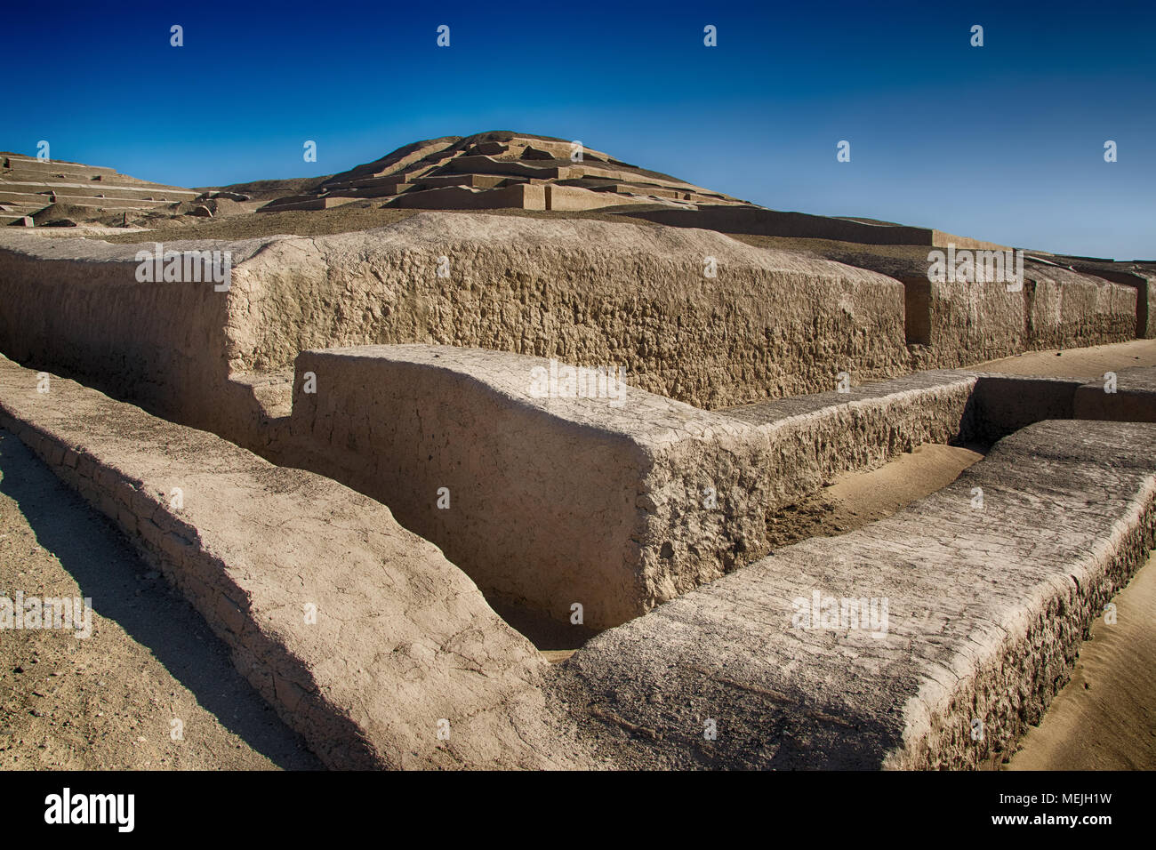 Die zeremonielle Zentrum von Cahuachi bei Nazca (Peru). Stockfoto