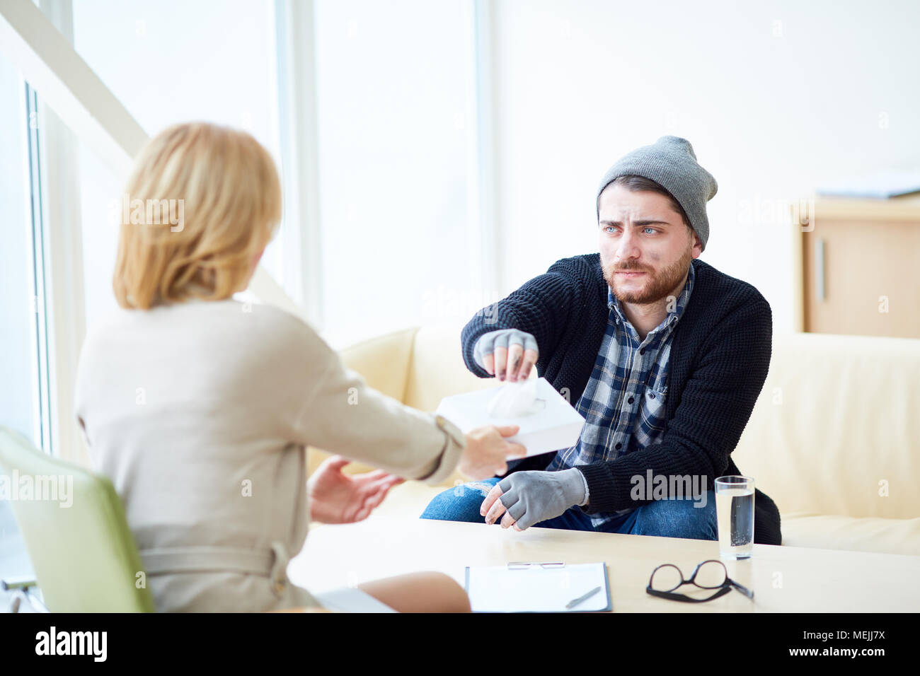 Migranten, Psychologe Stockfoto