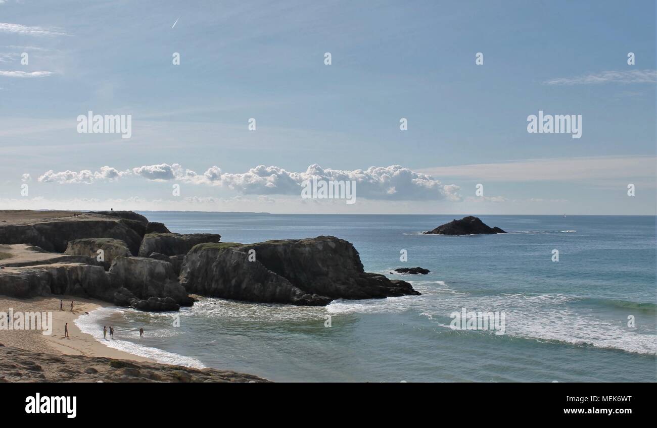 Kap von Marie Venell auf der wilden Küste von Quiberon, Morbihan, Bretagne, Frankreich Stockfoto