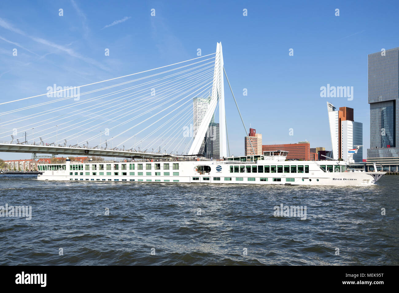 River Cruise Ship RIVER Herzogin von Uniworld auf dem Fluss Nieuwe Maas in Rotterdam, Niederlande Stockfoto