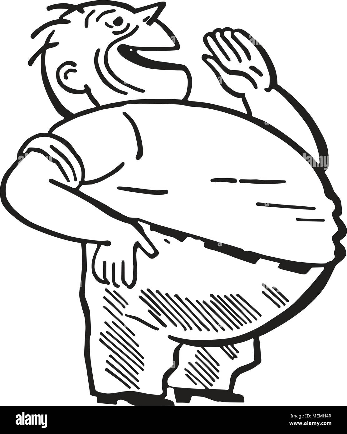 Fat Man Lachen - Retro Clipart Illustration Stock Vektor