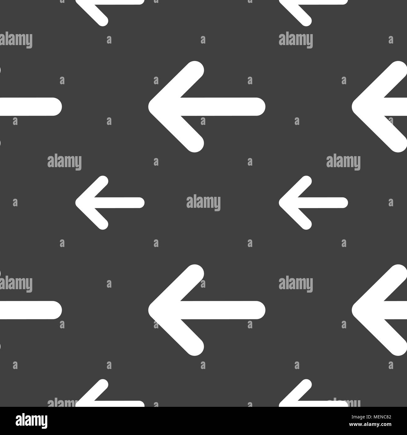 Pfeil links, Weg aus Symbol unterzeichnen. Nahtlose Muster auf einem grauen Hintergrund. Vector Illustration Stock Vektor