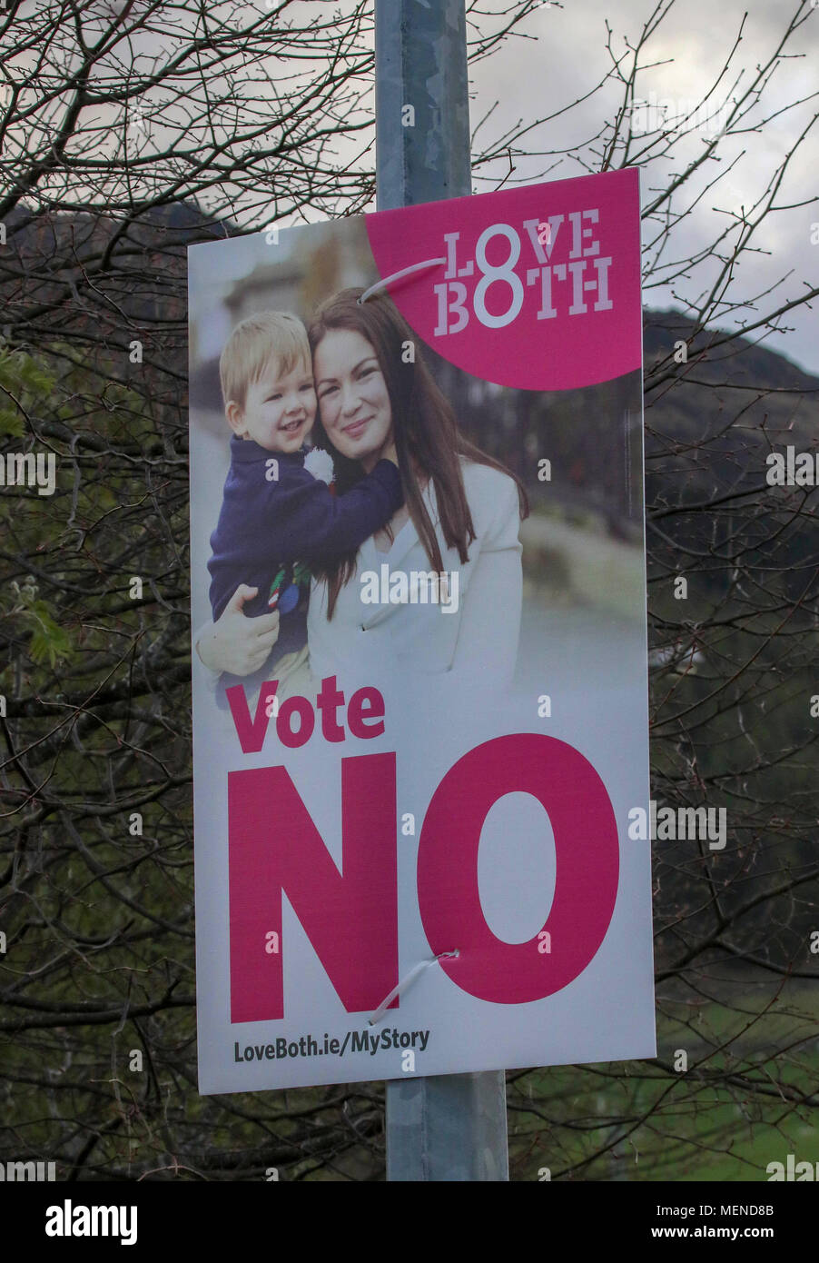 Irische Abtreibung - ein Referendum mit Nein stimmen Plakat vor dem irischen Referendum die Achte Änderung Aufhebung am 25. Mai 2018. Stockfoto