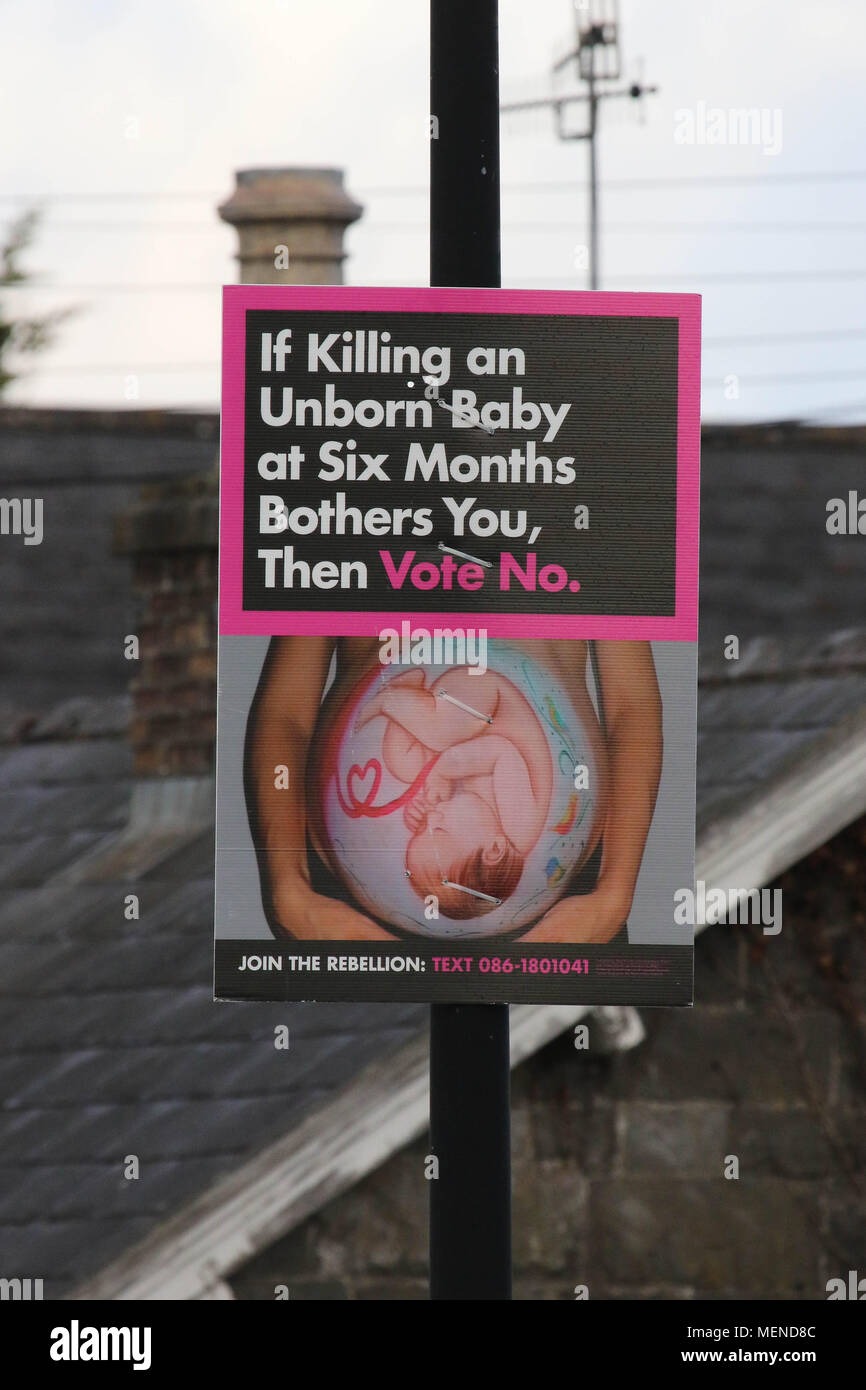 Irische Abtreibung - ein Referendum mit Nein stimmen Plakat vor dem irischen Referendum die Achte Änderung Aufhebung am 25. Mai 2018. Stockfoto
