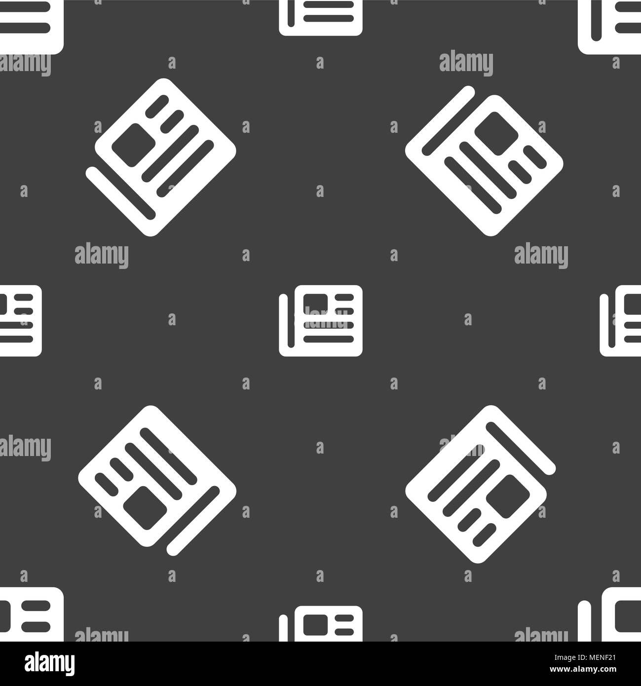 Buch, Zeitung Symbol unterzeichnen. Nahtlose Muster auf einem grauen Hintergrund. Vector Illustration Stock Vektor