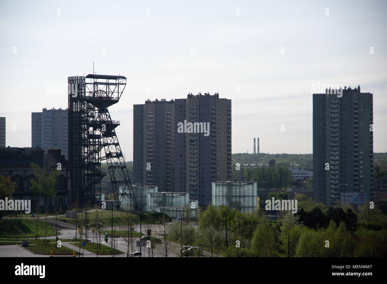 Schlesisches Museum und Gwiazdy Blick von MCK Stockfoto