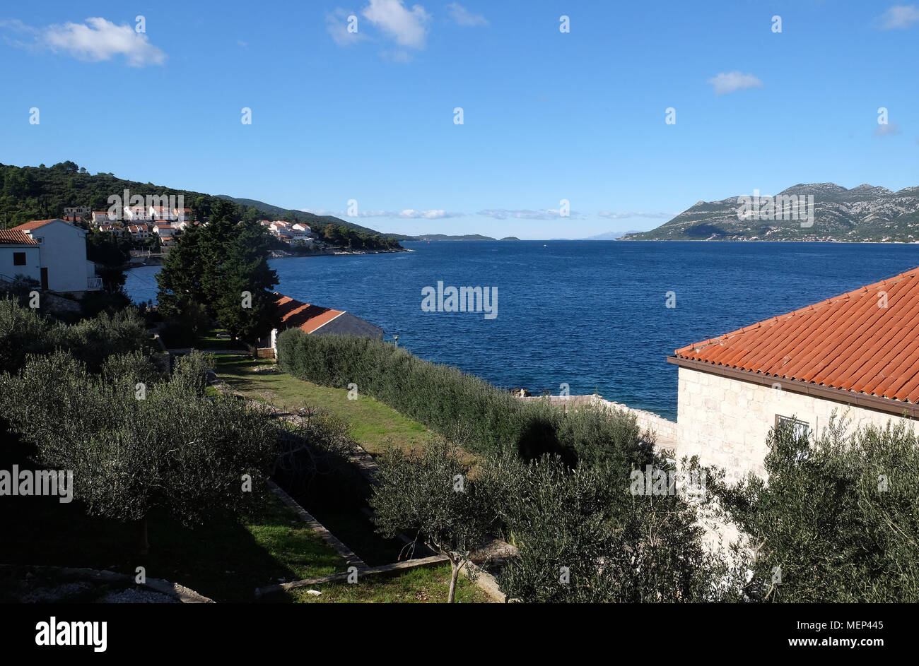 Insel eine Stadt Korcula in Kroatien, Landschaft und die Adria in Kroatien. Stockfoto