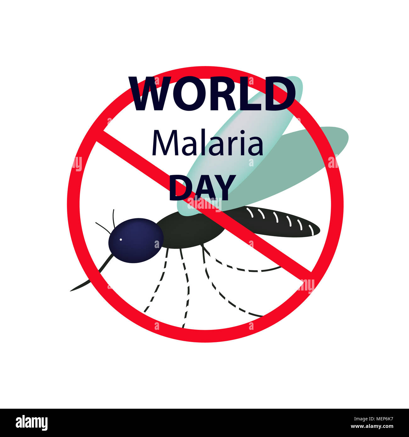 World Malaria Day. Moskito Verbote das Zeichen. Infografiken. Abbildung auf isolierte Hintergrund Stockfoto