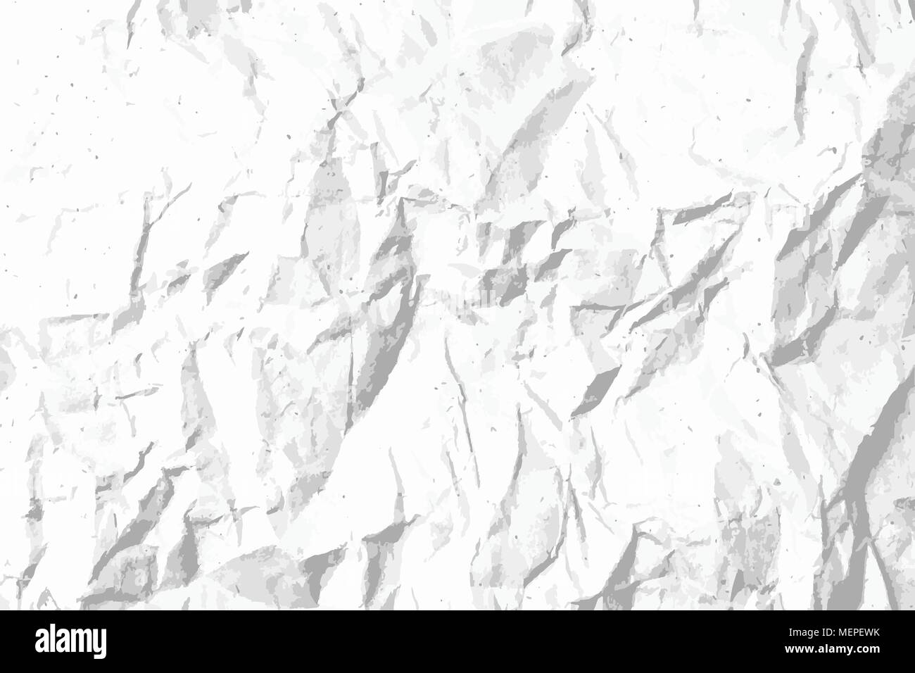 Dot und Getreide zerknittertes Papier Textur Hintergrund. Schwarze und weiße vector Template für Overlay Artwork. Stock Vektor