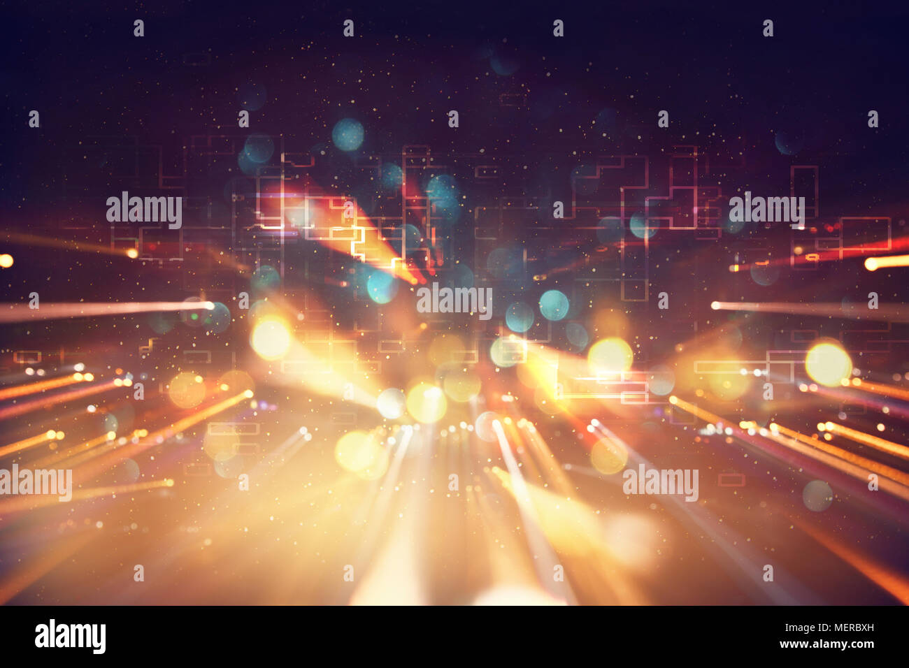 Futuristische retro Hintergrund der 80er Retro Style. Digitale oder Cyber Oberfläche. Neonröhren und geometrischen Muster Stockfoto