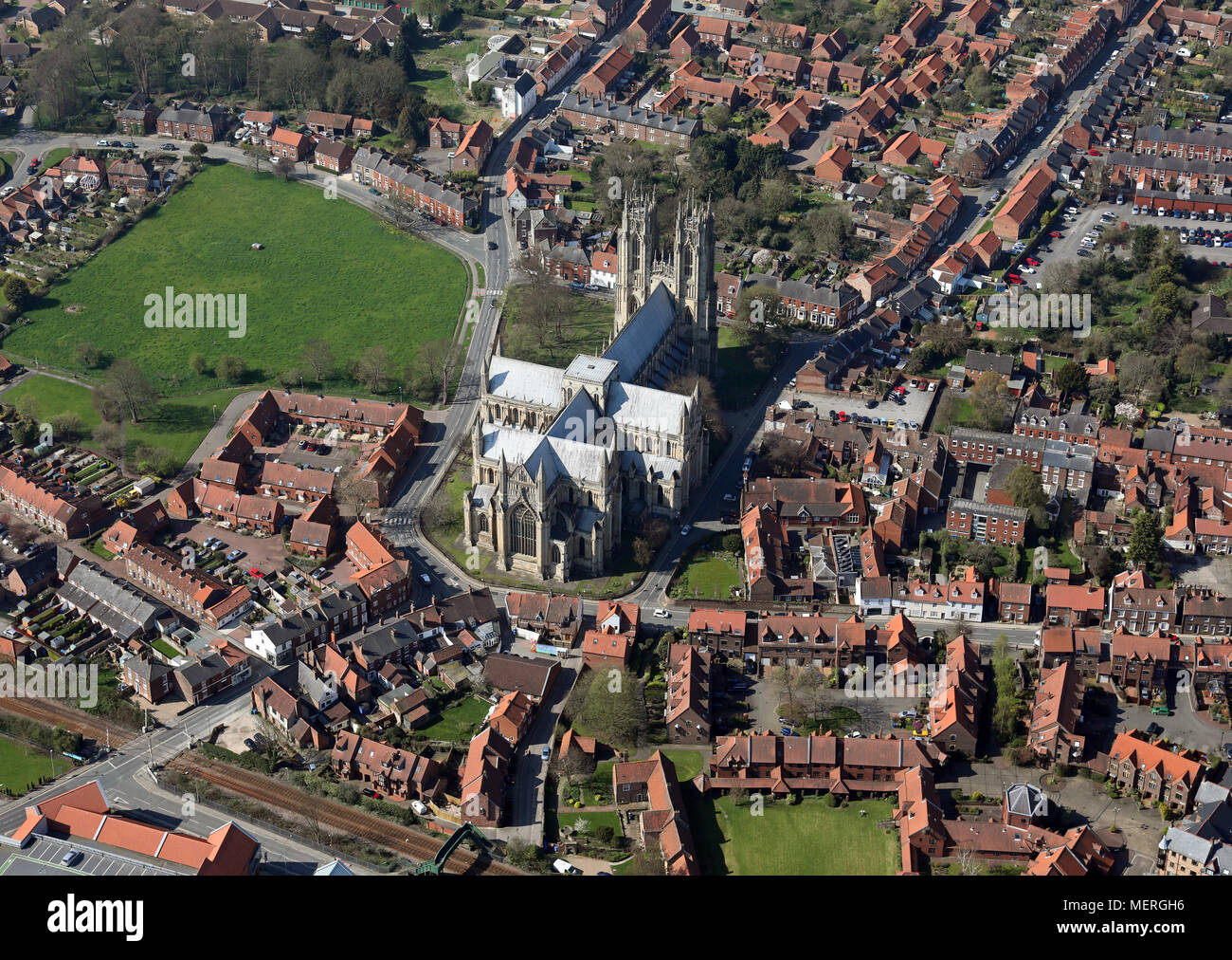 Luftaufnahme von Beverley Minster, East Yorkshire Stockfoto