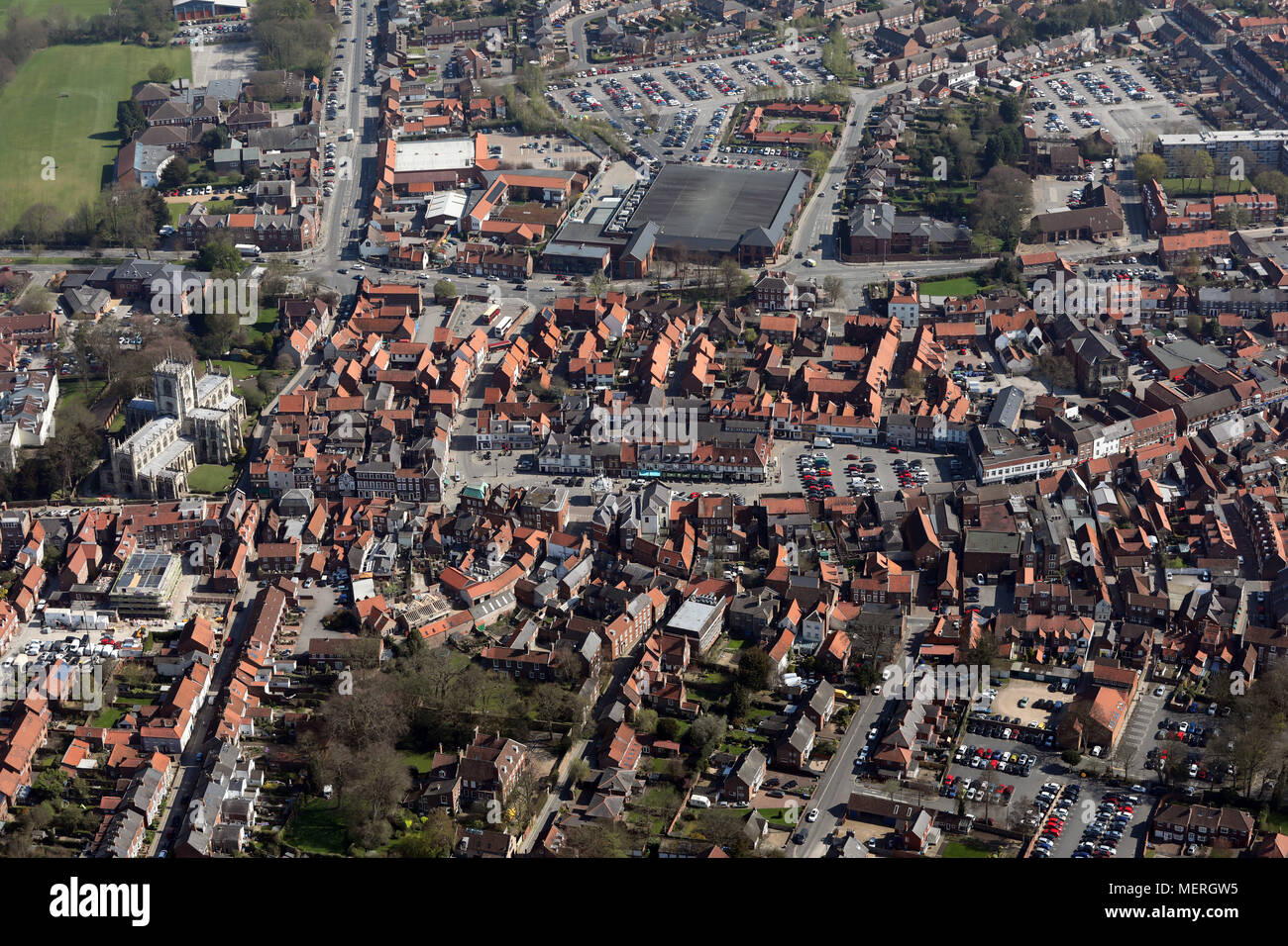 Luftaufnahme von Beverley Stadtzentrum, East Yorkshire Stockfoto