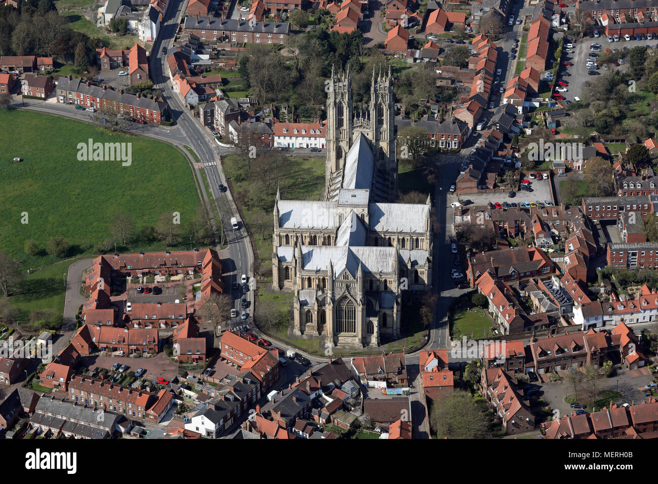 Luftaufnahme von Beverley Minster, East Yorkshire Stockfoto