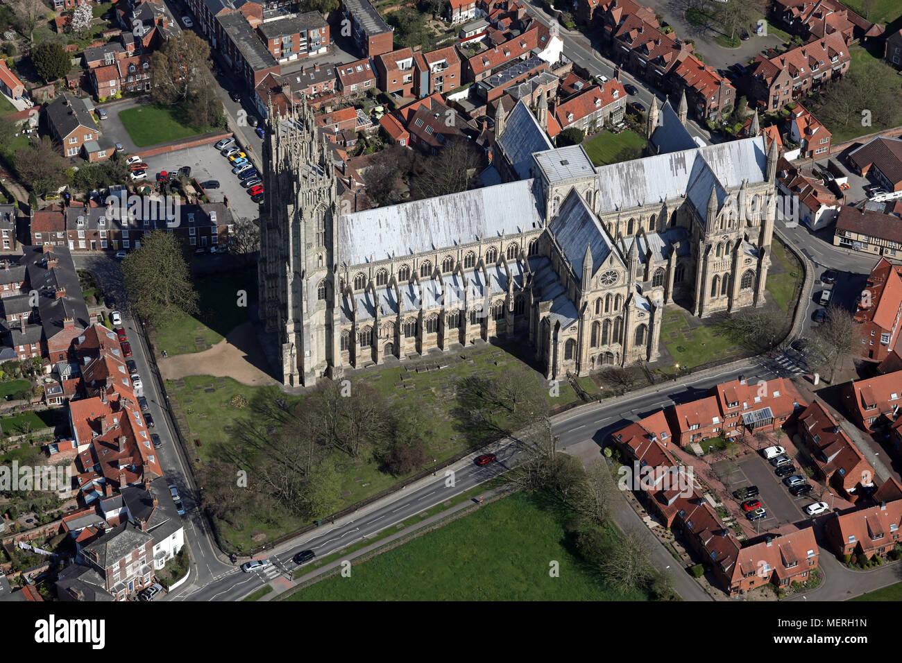 Luftaufnahme von Beverley Minster, East Yorkshire Stockfoto