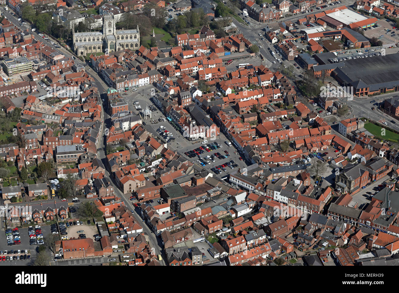 Luftaufnahme von Beverley Stadtzentrum, East Yorkshire Stockfoto