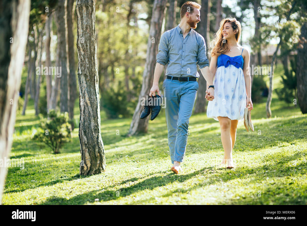 Romantischen Spaziergang in der Natur Stockfoto