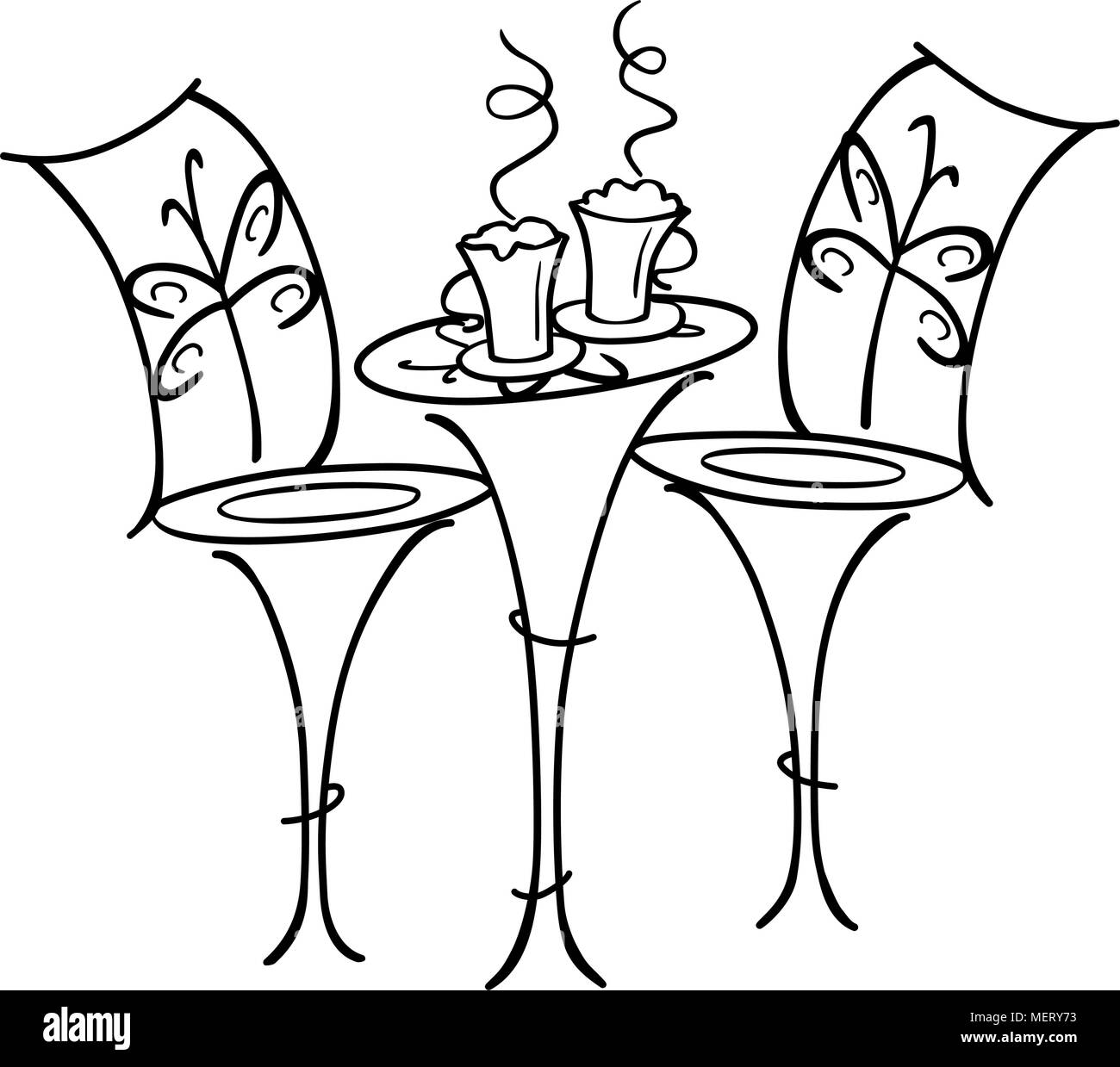 Französische Café Tabelle - Retro Clipart Illustration Stock Vektor