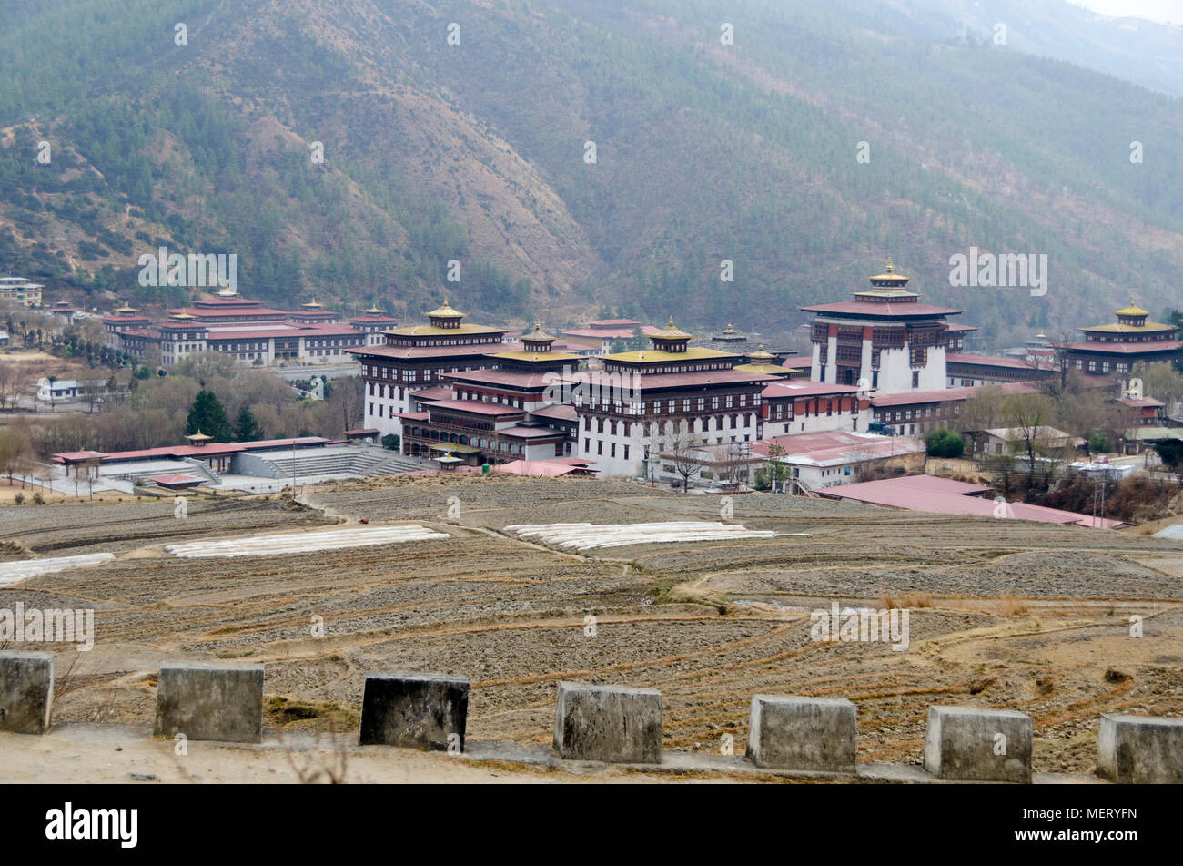 Tashichho Dzong, und der Nationalversammlung von Bhutan, Thimpu, Bhutan Stockfoto