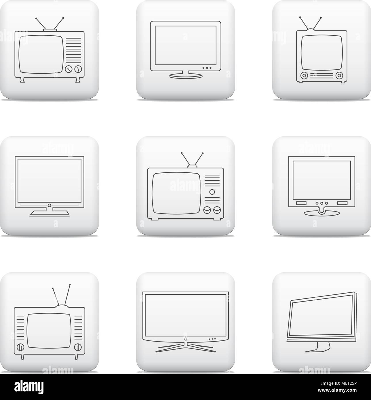 TV Icons, Web-Tasten einstellen Stock Vektor