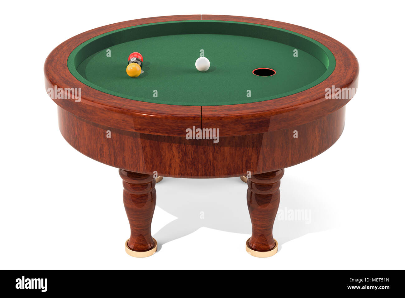 Elliptische Poolbillard, Billard. 3D-Rendering auf weißem Hintergrund Stockfoto