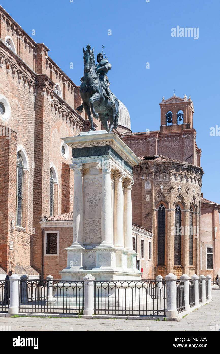 15 thC Reiterstatue Bartolomeo Colleoni, Bartholomeo Coleono Campo Santi Giovanni e Paolo, Castello, Venedig, Venetien, Italien, Andrea Del Verrocchio Stockfoto