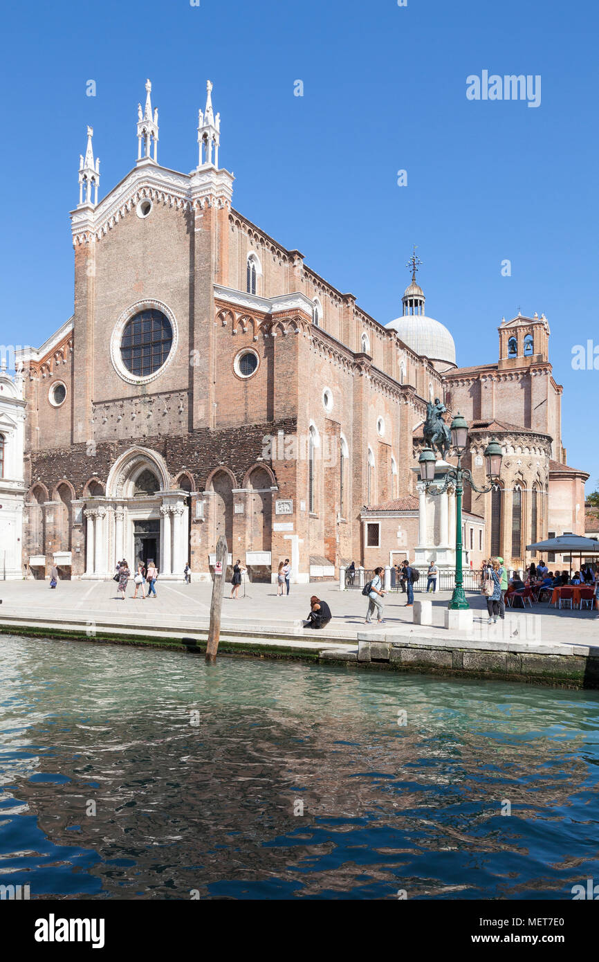 Gotische Fassade der Basilika dei Santi Giovanni e Paolo (San Zanipolo), Campo Santi Giovanni e Paolo, Castello, Venedig, Venetien, Italien Stockfoto
