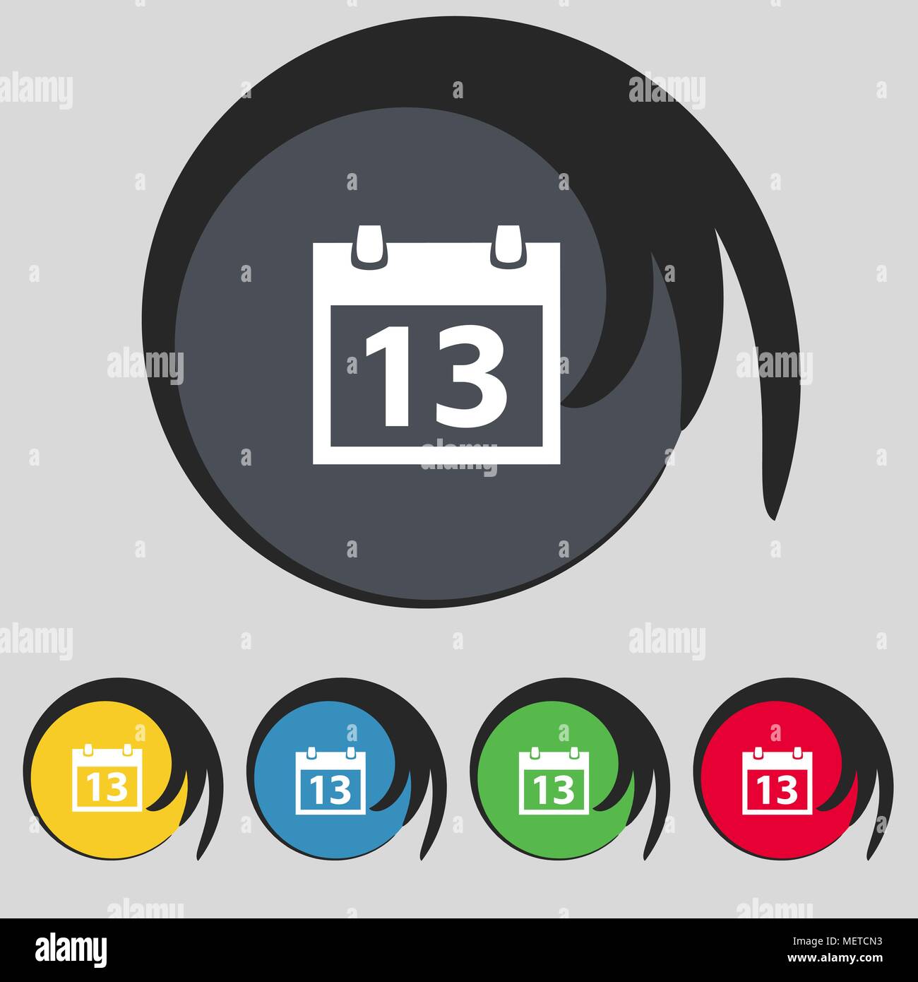 Kalender zeichen Symbol. Tage Monat Symbol. Datum Button Set Farbe Tasten. Vector Illustration Stock Vektor