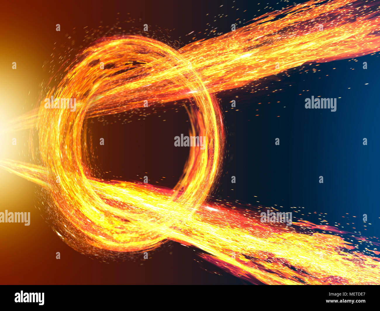 Strahlen Feuer Durchbruch Spinning Fire Ring Stockfoto