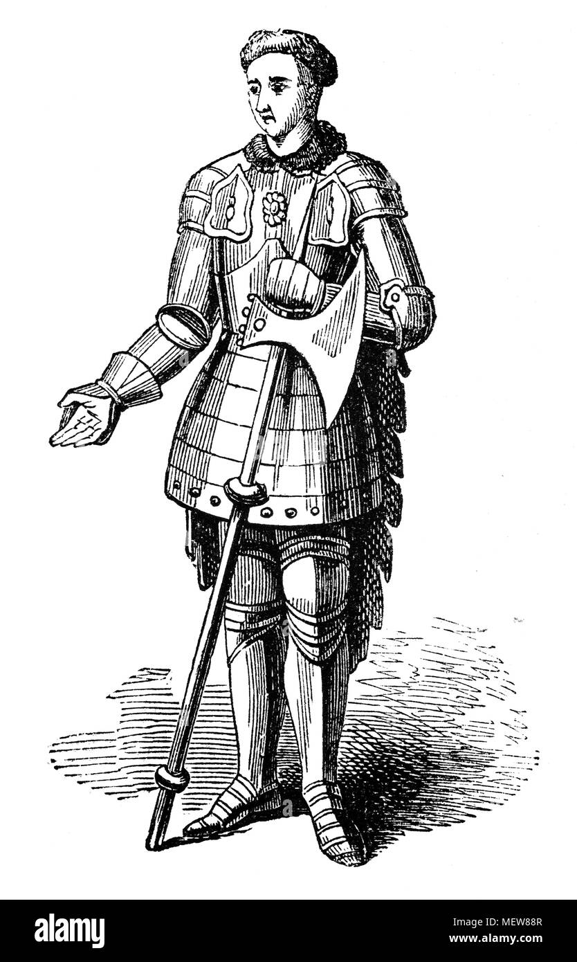 William Montagu, aka de Montacute, 1st Earl of Salisbury, war ein englischer Edelmann und treuer Diener des Königs Edward III. Er diente auf dem Kontinent in den frühen Jahren des Hundertjährigen Krieges, aber im Jahre 1340 wurde er von den Franzosen gefangengenommen, und im Gegenzug für seine Freiheit hatte nie Versprechen in Frankreich wieder zu kämpfen. Salisbury starb der Wunden an einem Turnier Anfang 1344 erlitten. Stockfoto