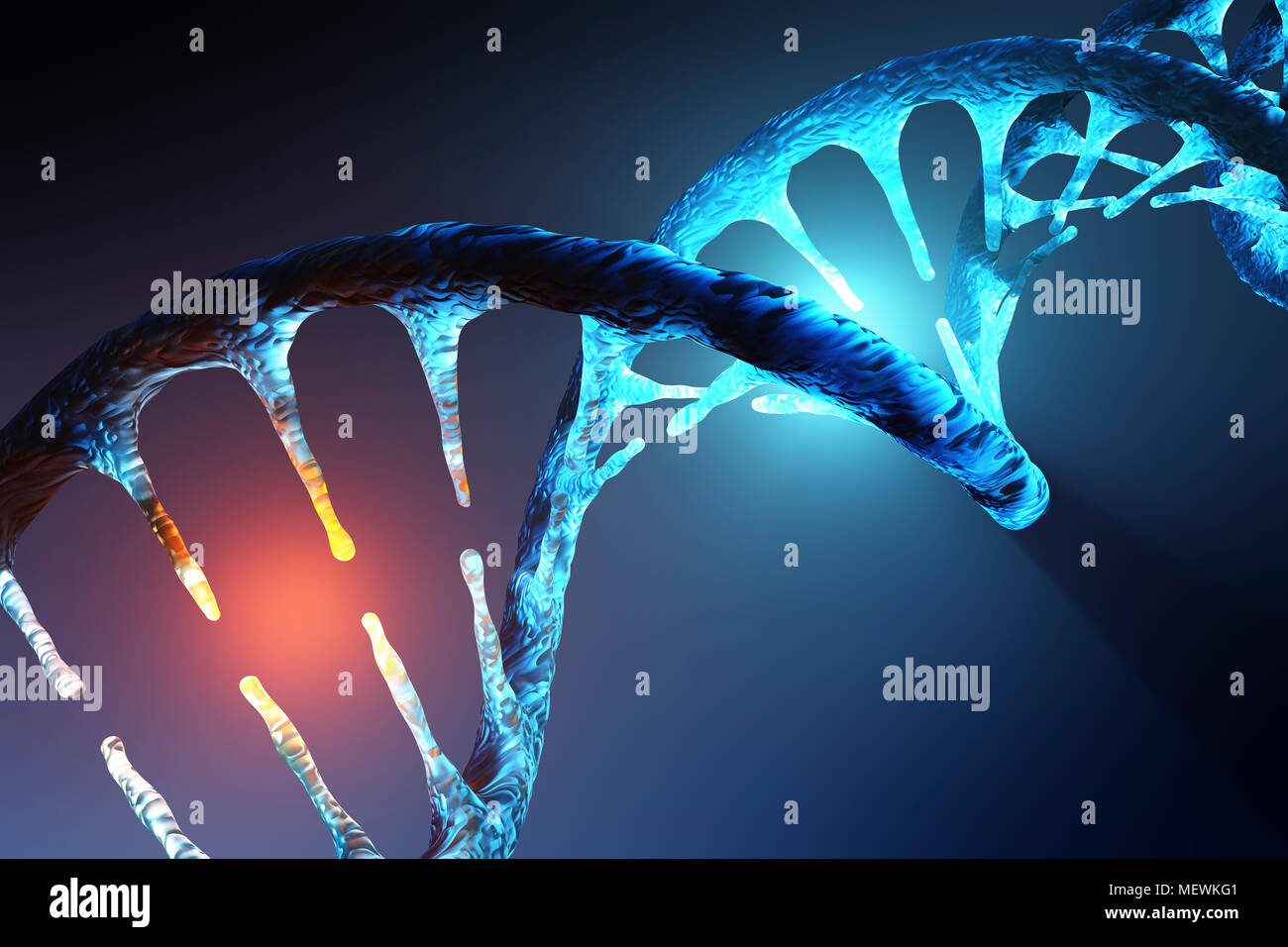Konzeptionelle Bild der menschlichen DNA, gezielte Veränderung, Manipulation oder Veränderung. 3D-rendering Artwork Stockfoto