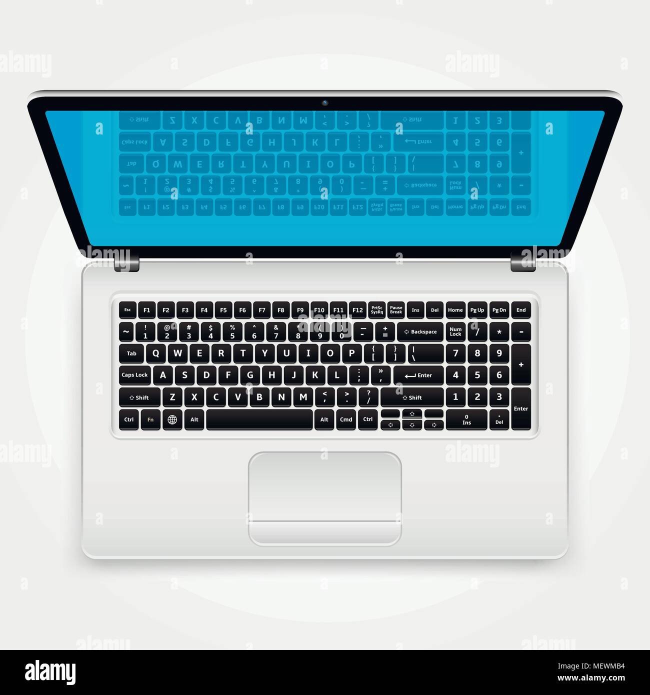 Offener, moderner Laptop. Ansicht von oben. Vector Illustration Stock Vektor