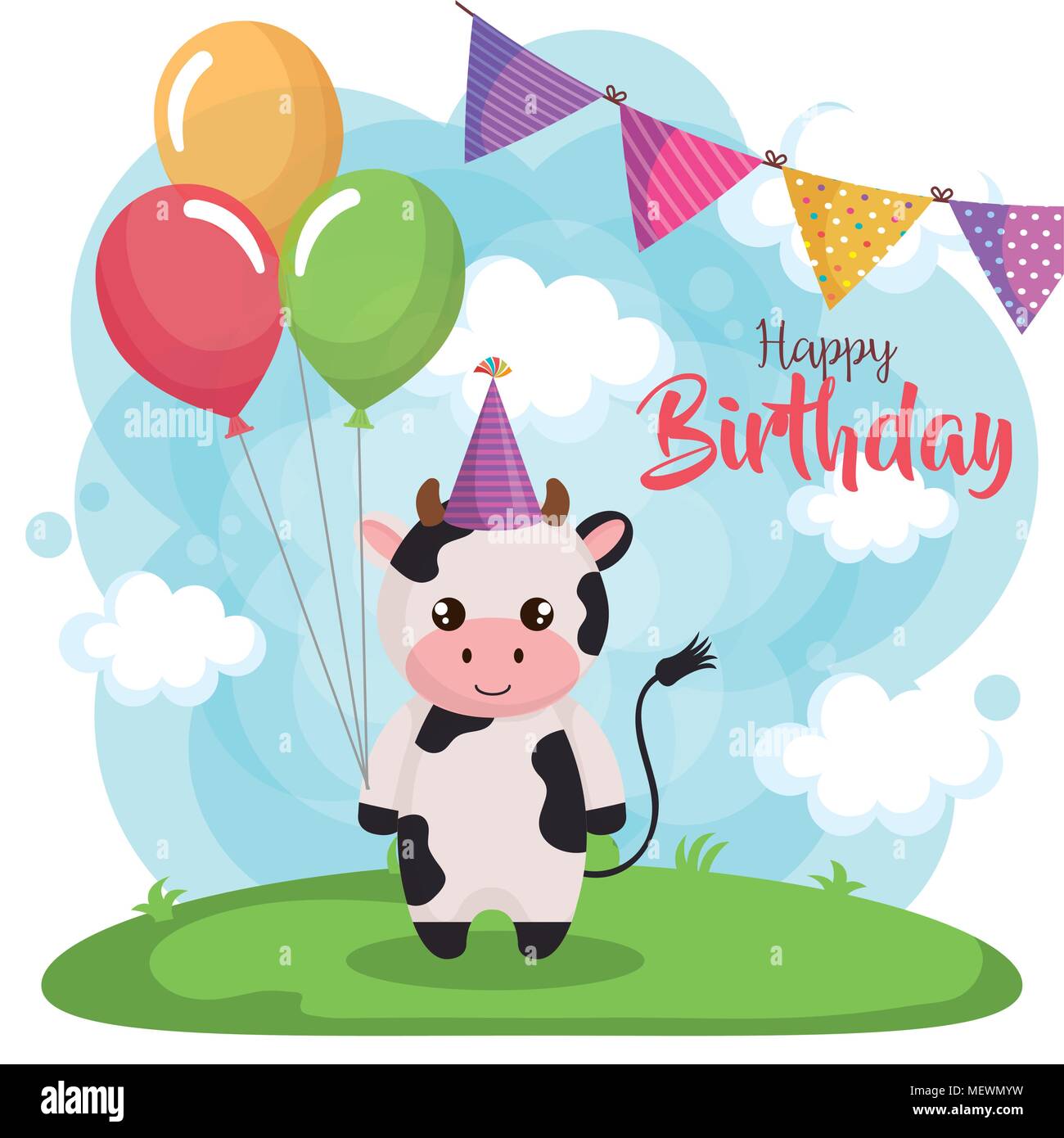Happy birthday Karte mit Kuh Alamy