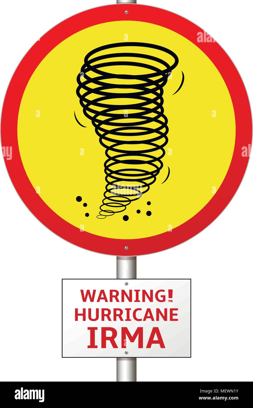 Hurricane Irma Road Sign Konzept. Vector Illustration. Stock Vektor