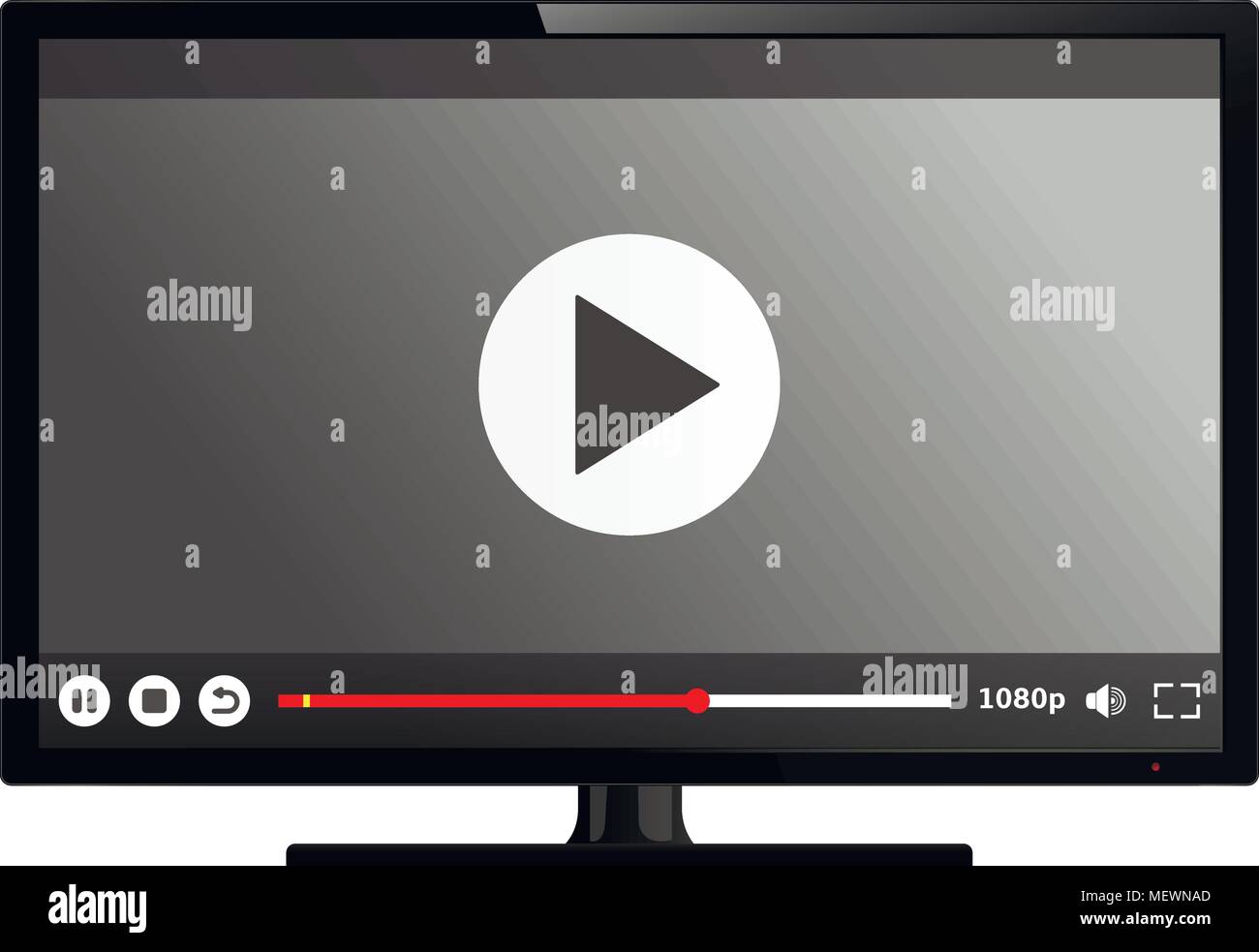 Smart TV mit Video player auf dem Bildschirm. Vector Illustration. Stock Vektor